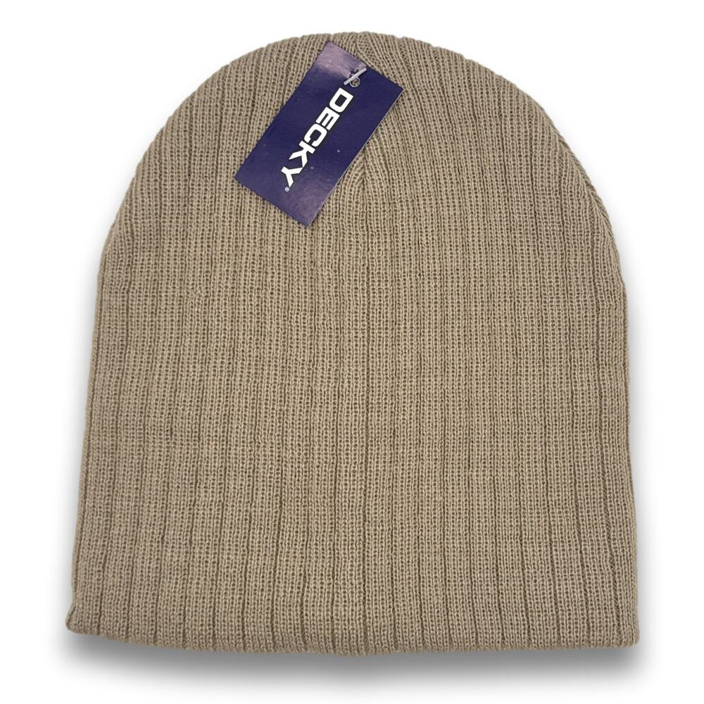 Decky Short Knit Cable Beanie Acrylic Winter Hat Snowboard Ski Cap Up To 7 3/8
